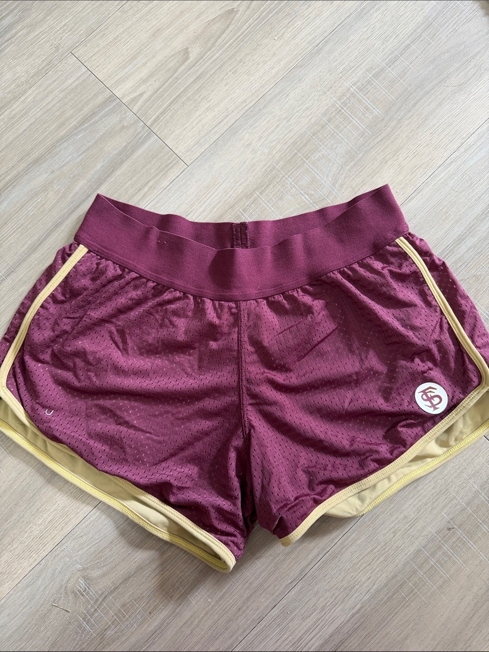 Vintage FSU Maroon Women's Athletic Mesh Shorts with Gold Trim